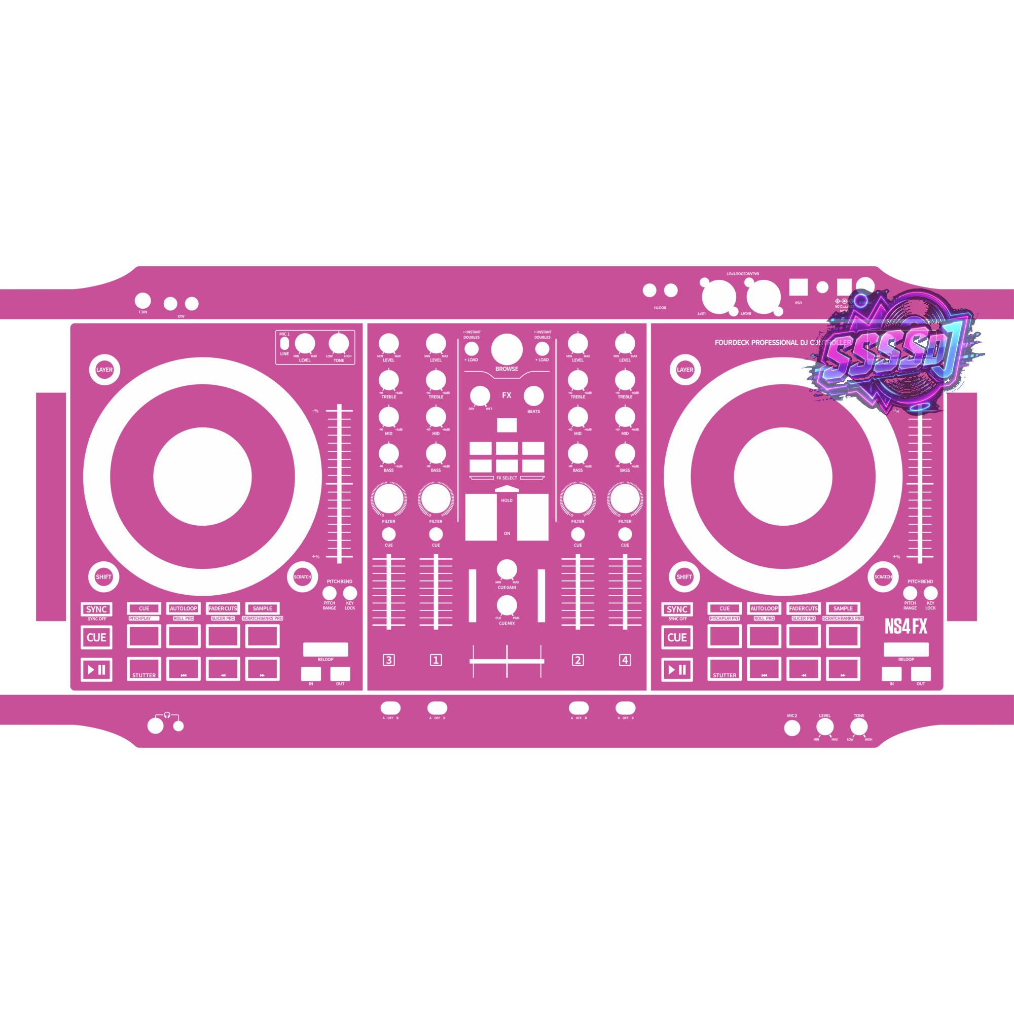 Numark NS4FX Pink Purple DJ Controller Skin