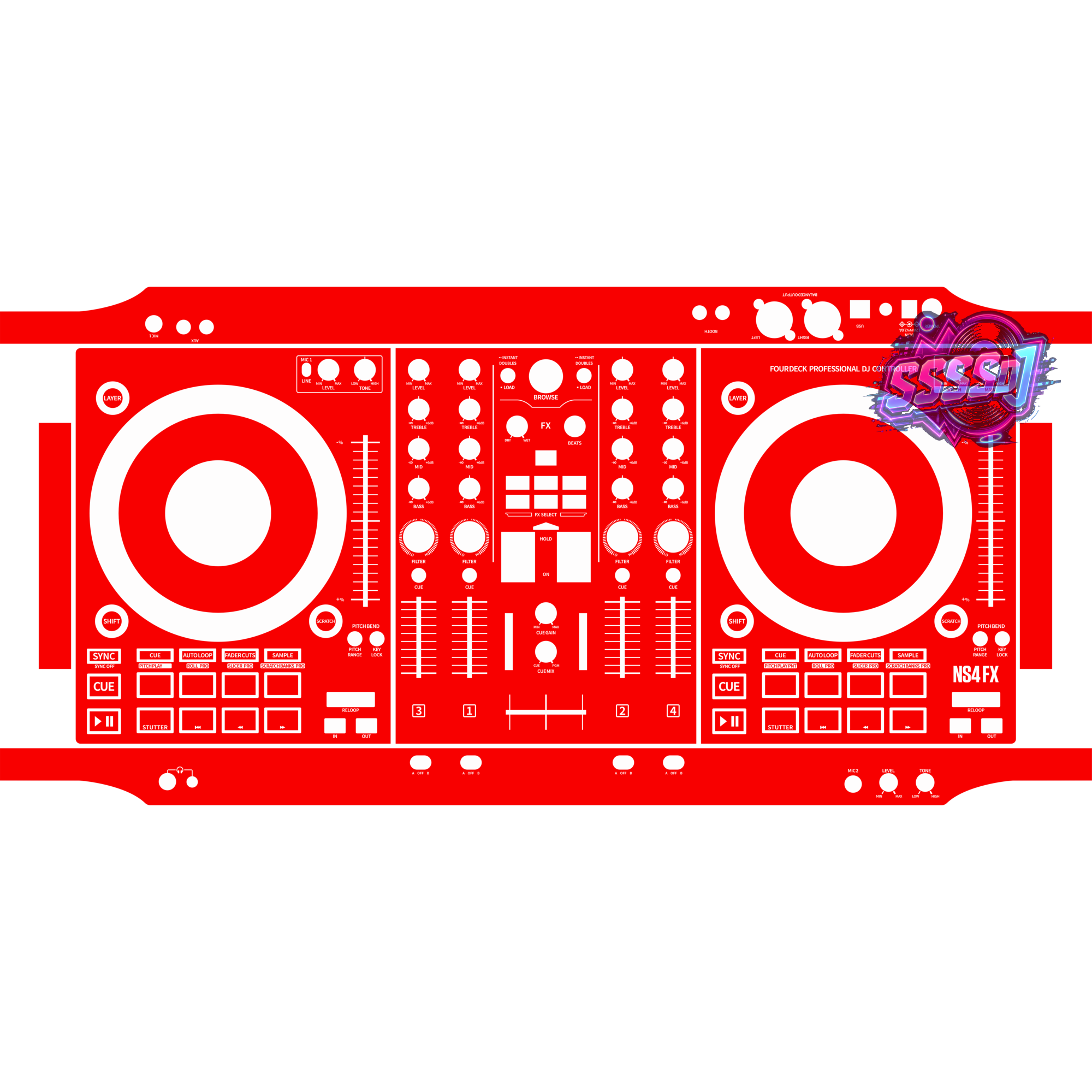 Numark NS4FX Red DJ Controller Skin