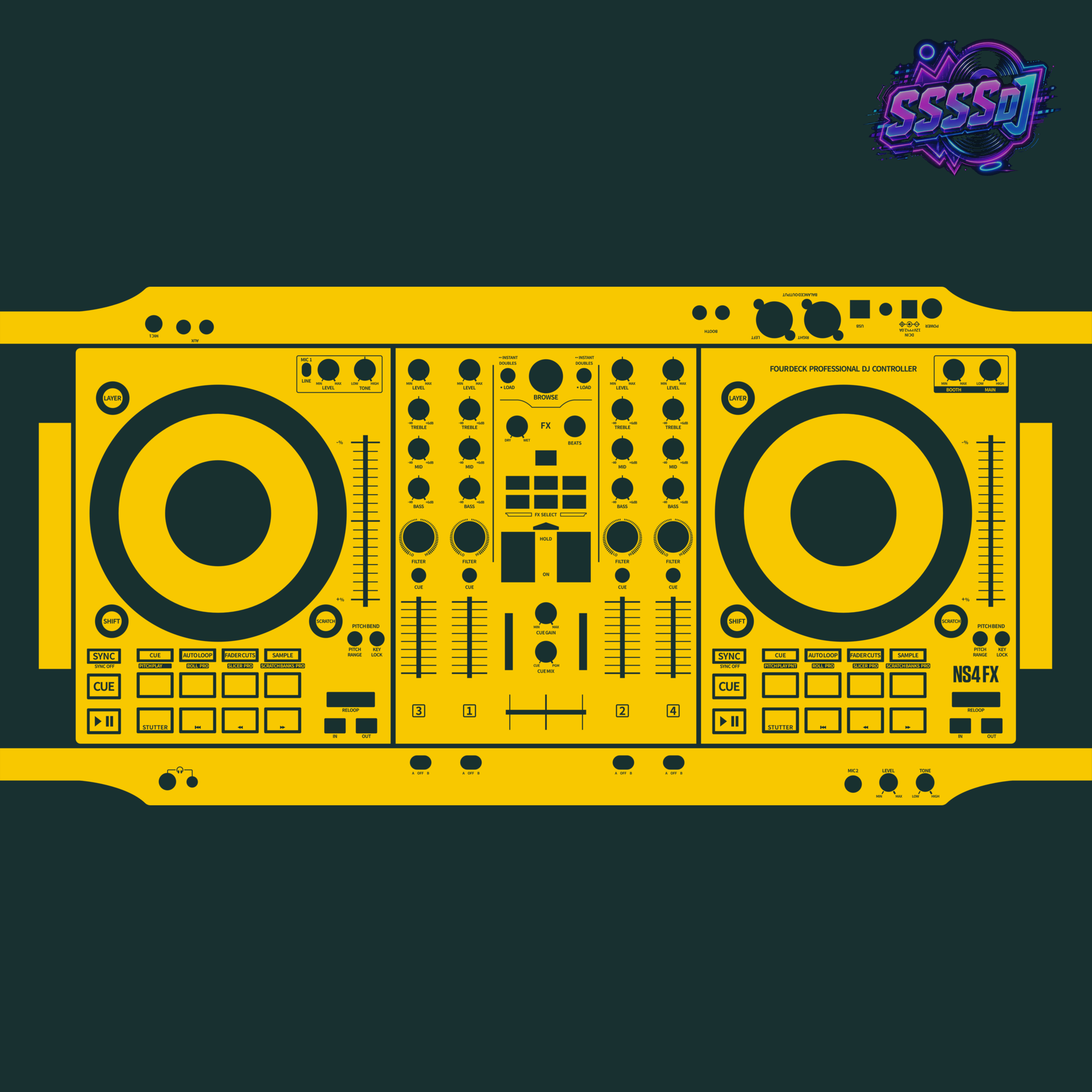 Numark NS4FX Yellow DJ Controller Skin