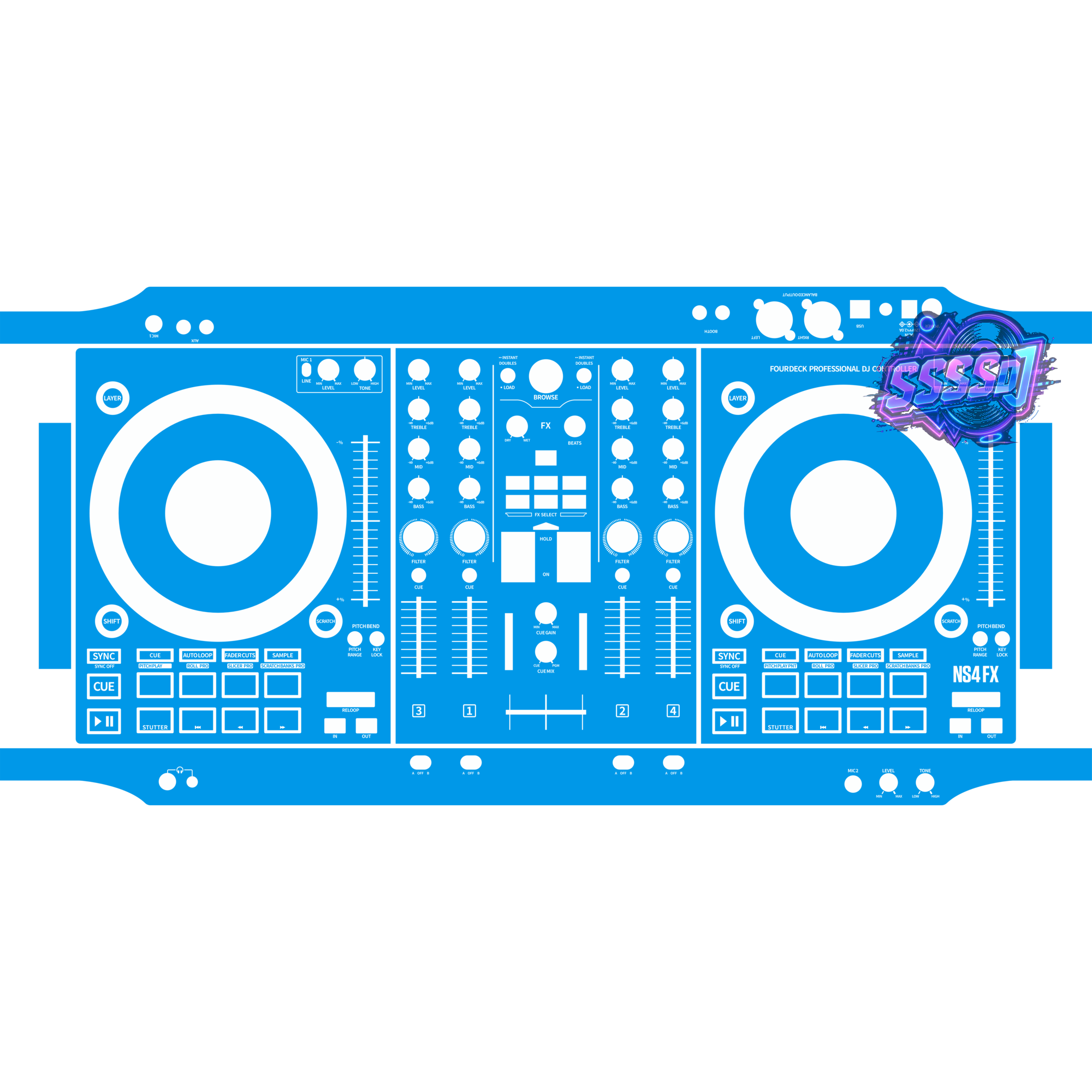 Numark NS4FX Blue DJ Controller Skin
