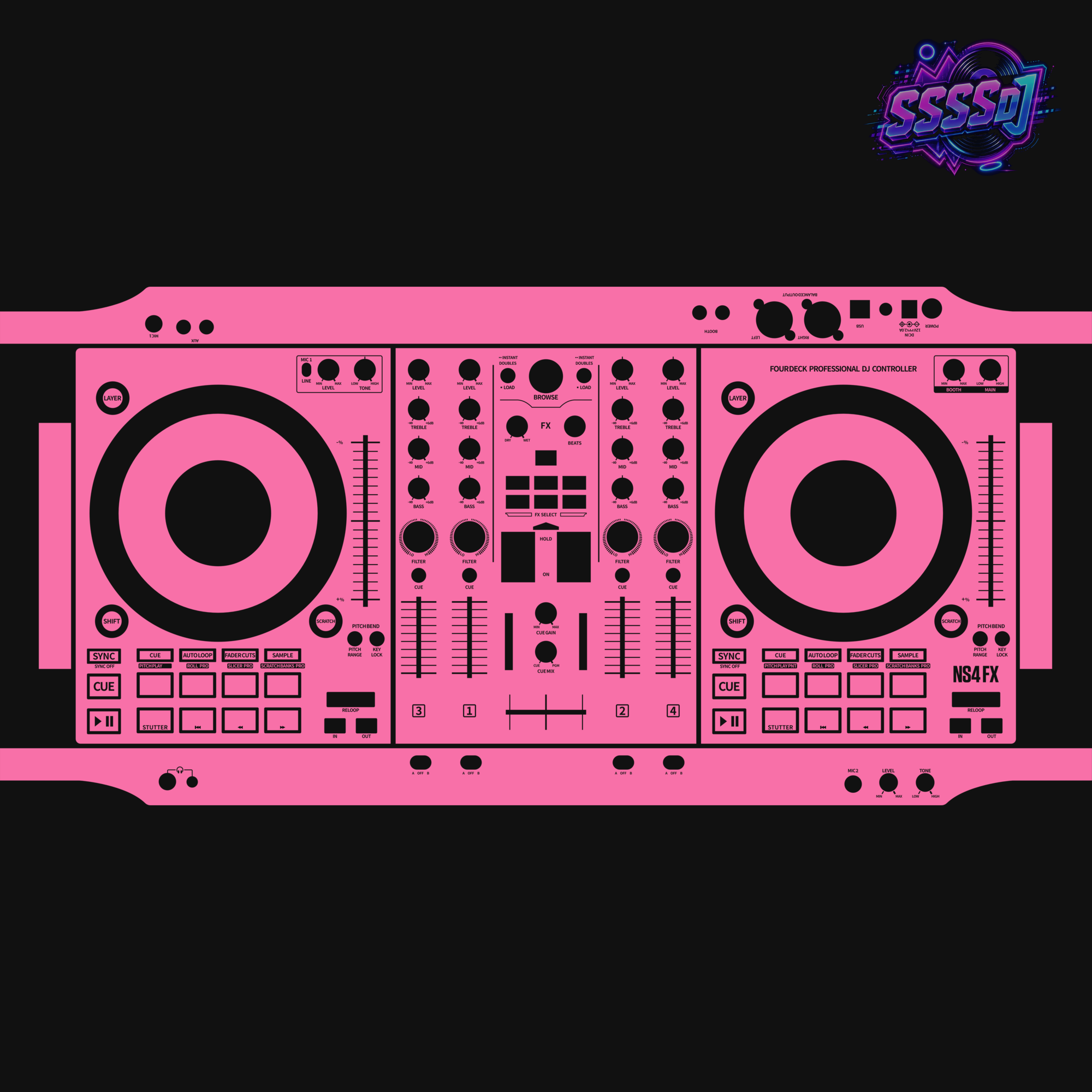 Numark NS4FX Hot Pink DJ Controller Skin