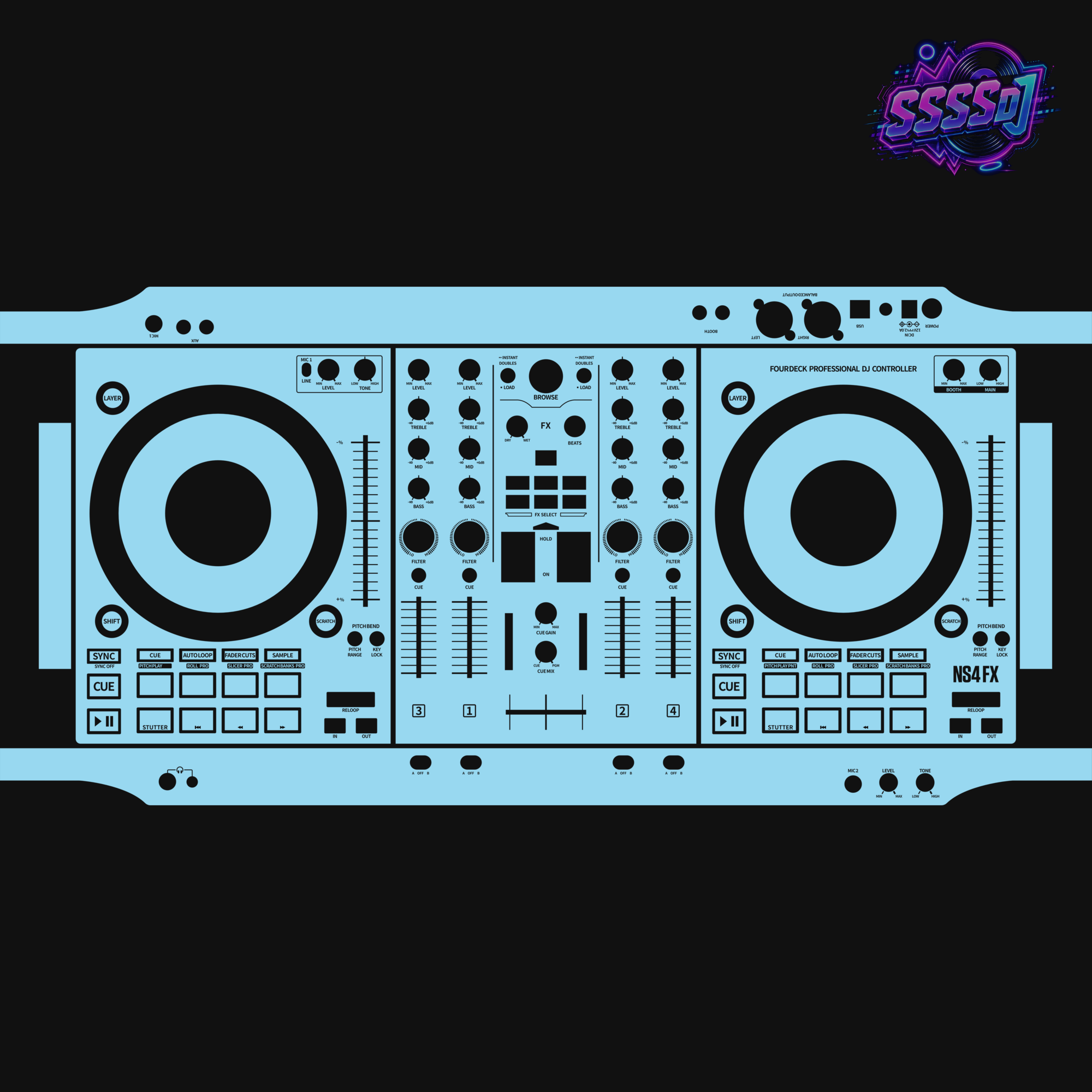 Numark NS4FX Sky Blue DJ Controller Skin