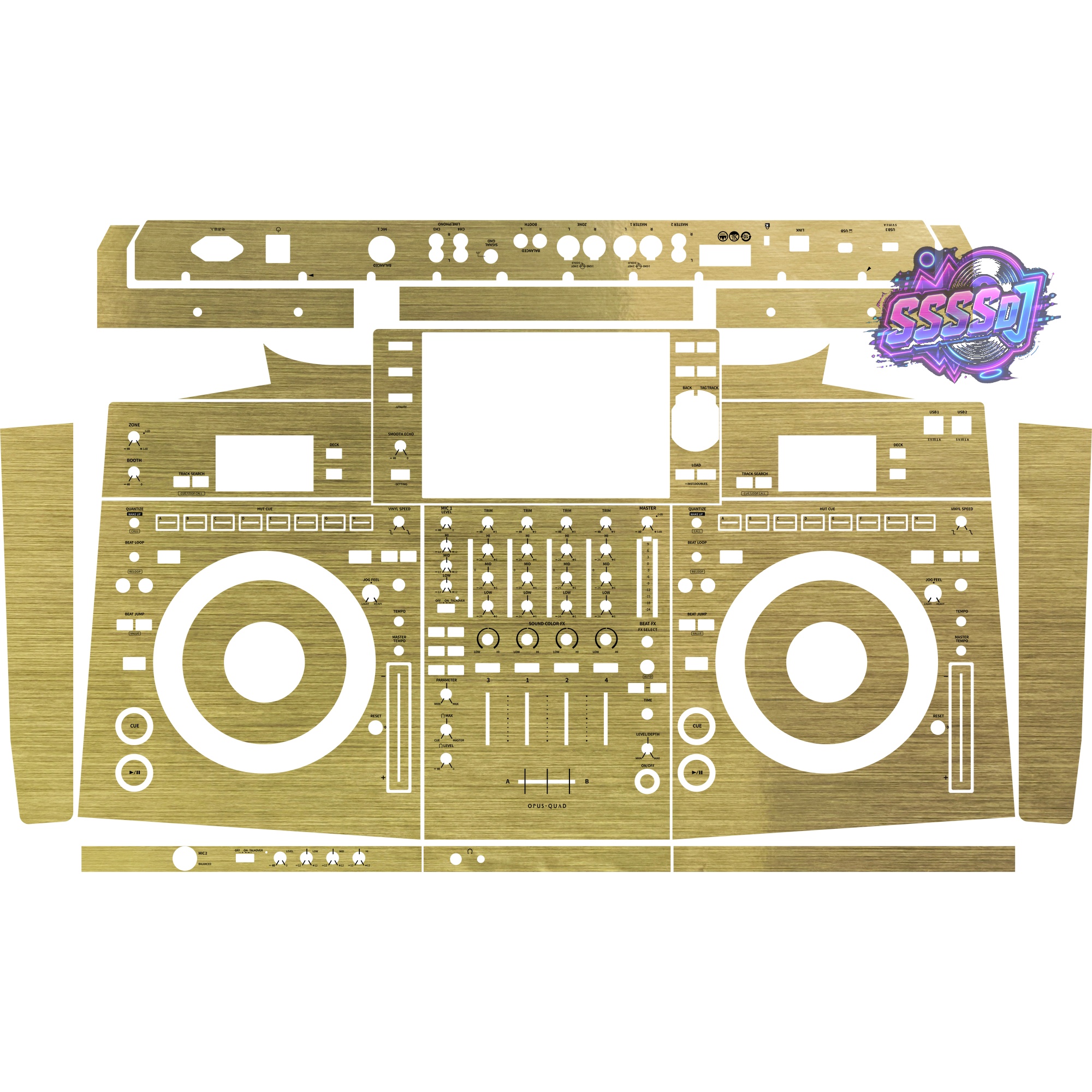 OPUS-QUAD Brushed Gold Gloss Integrated DJ System Skin