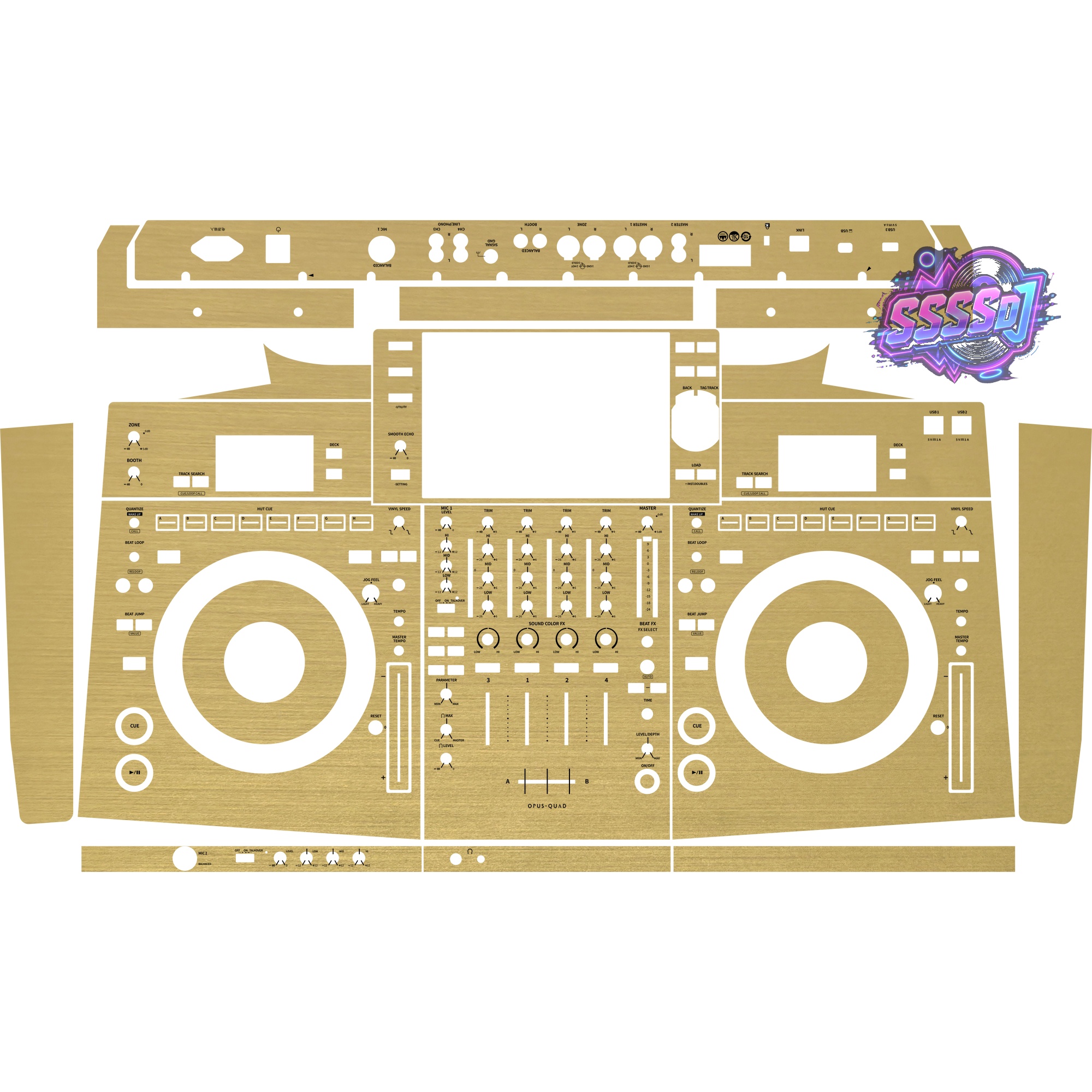 OPUS-QUAD Brushed Gold Matte Integrated DJ System Skin