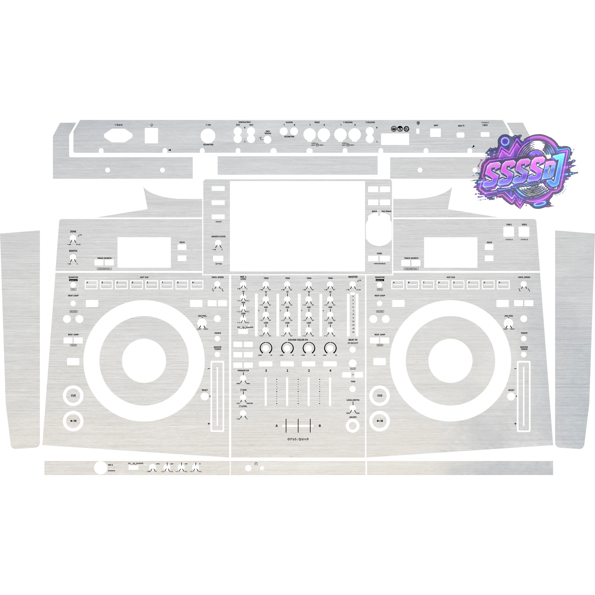OPUS-QUAD Brushed Silver Gloss Integrated DJ System Skin