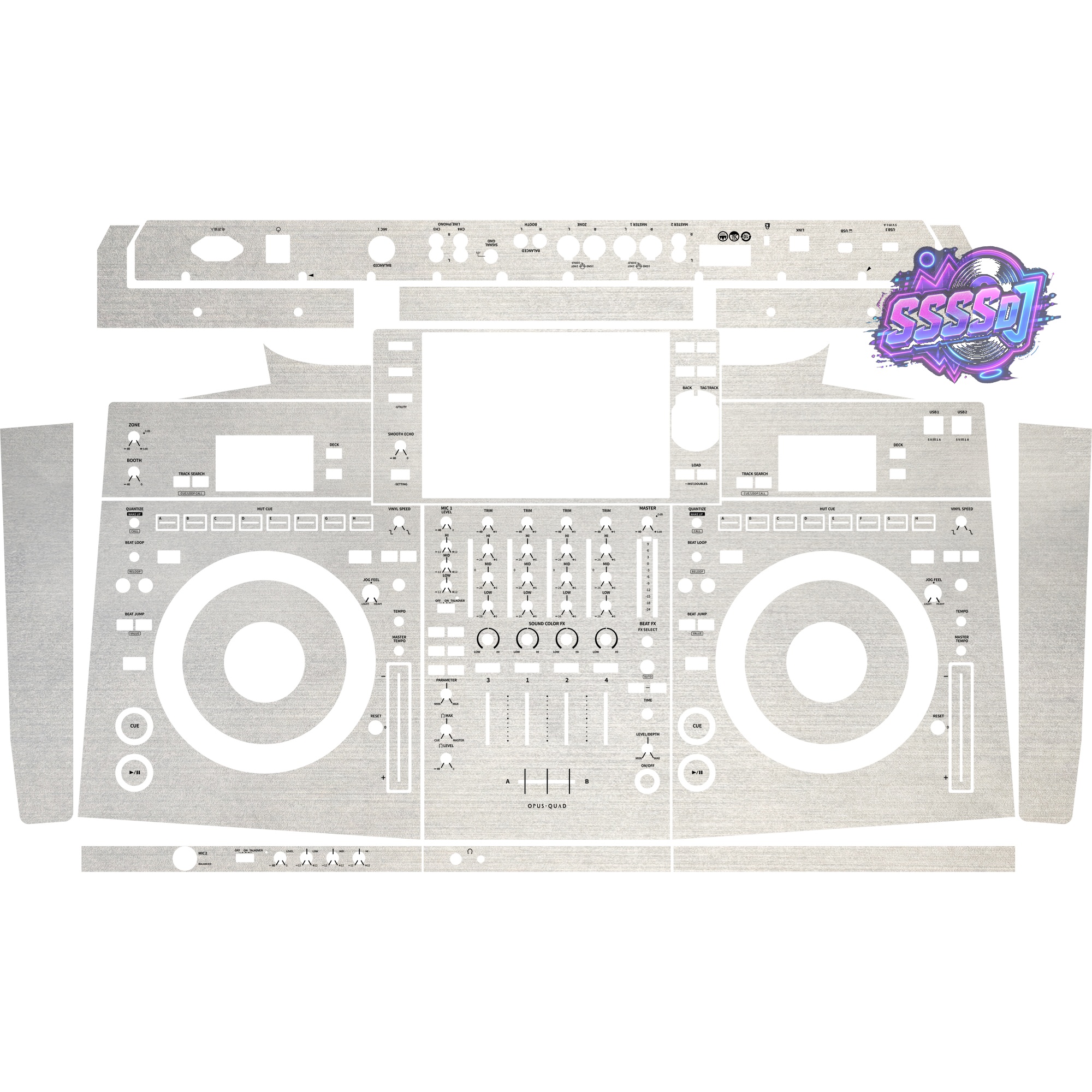 OPUS-QUAD Brushed Silver Matte Integrated DJ System Skin