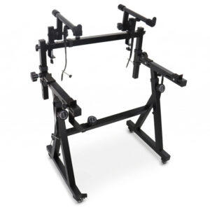 Two-tier heavy-duty DJ keyboard stand with wheels main view 1