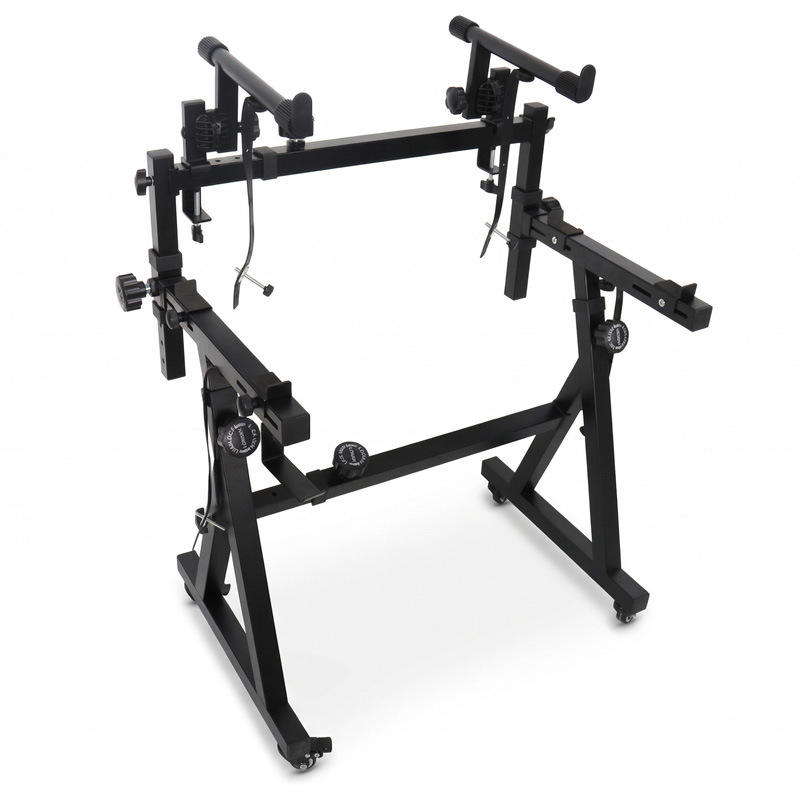 Two-tier heavy-duty DJ keyboard stand with wheels main view 1