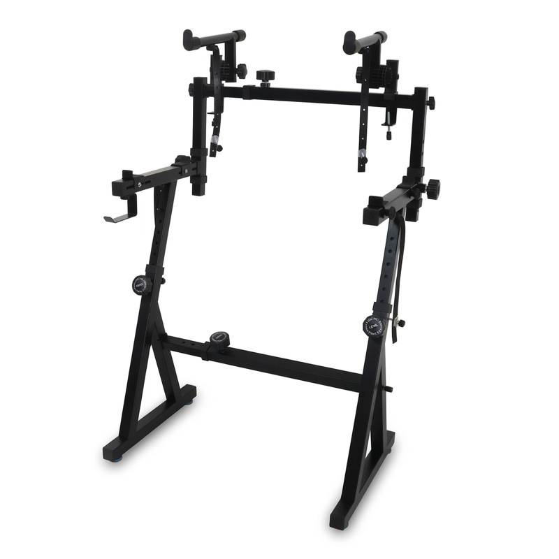 Two-tier heavy-duty DJ keyboard stand with wheels main view 6