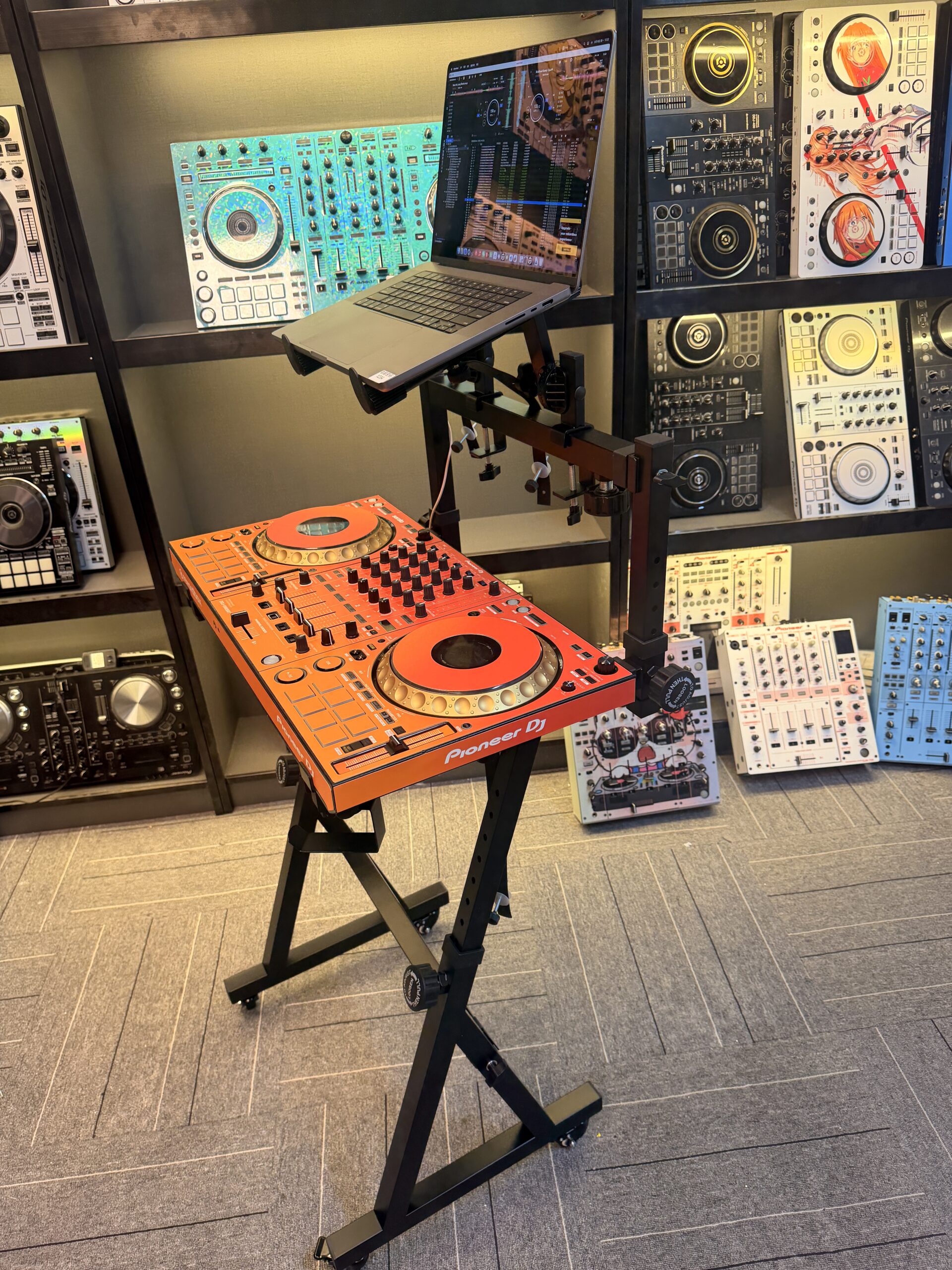 Two-tier heavy-duty DJ keyboard stand with wheels main view 9