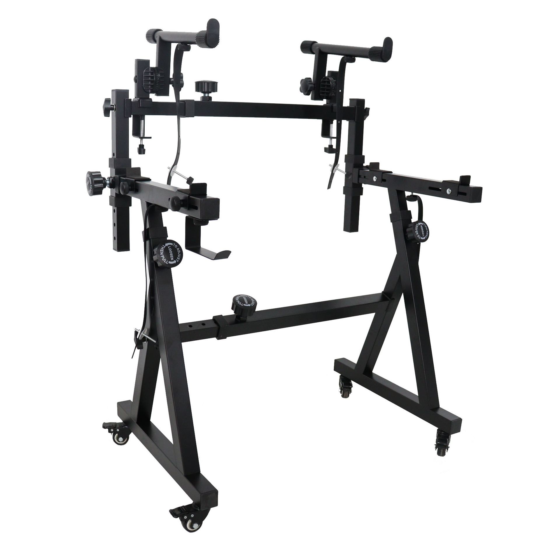 Two-tier heavy-duty DJ keyboard stand with wheels option view 18