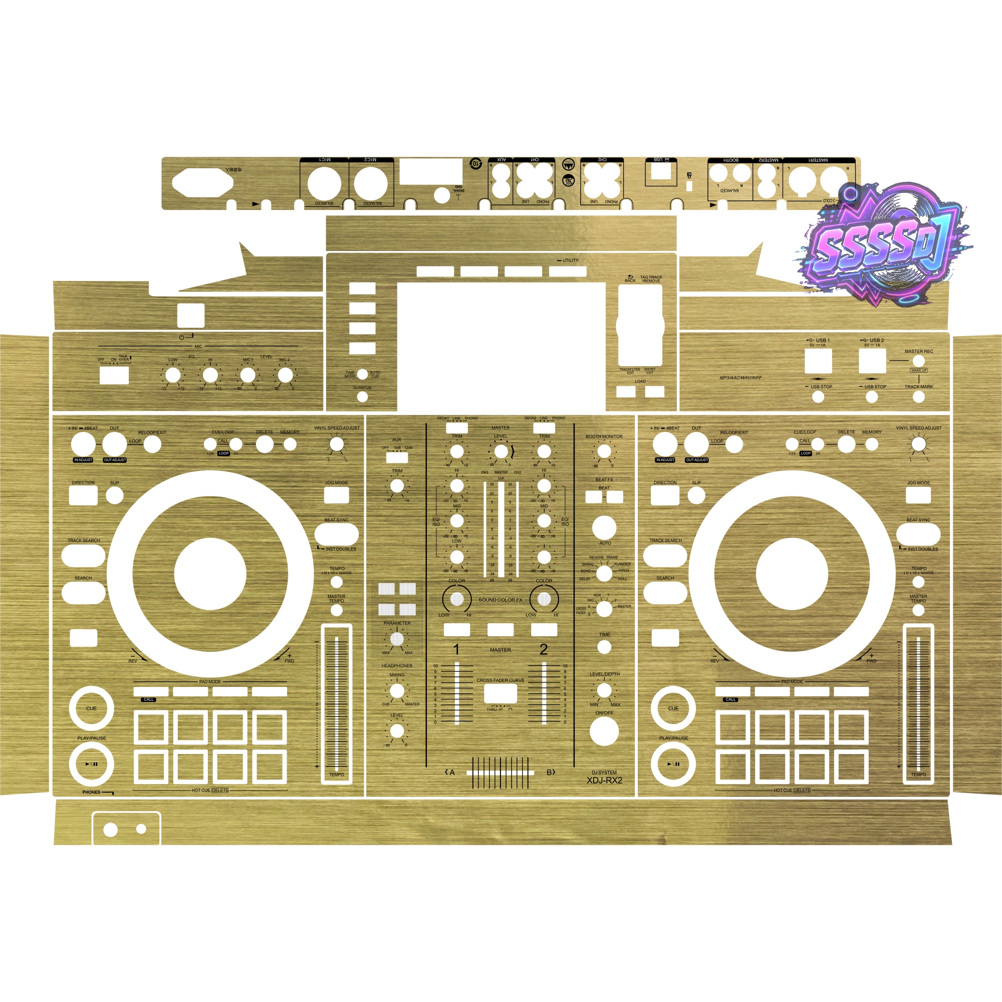 XDJ-RX2 Brushed Gold Gloss Integrated DJ System Skin