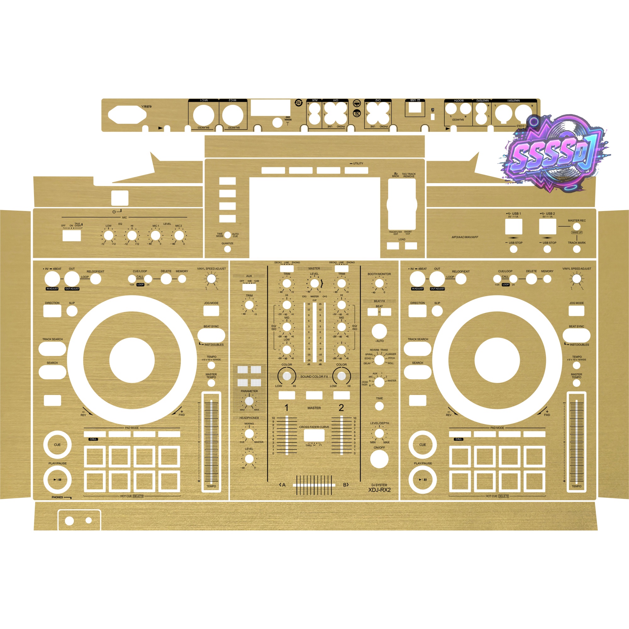 XDJ-RX2 Brushed Gold Matte Integrated DJ System Skin
