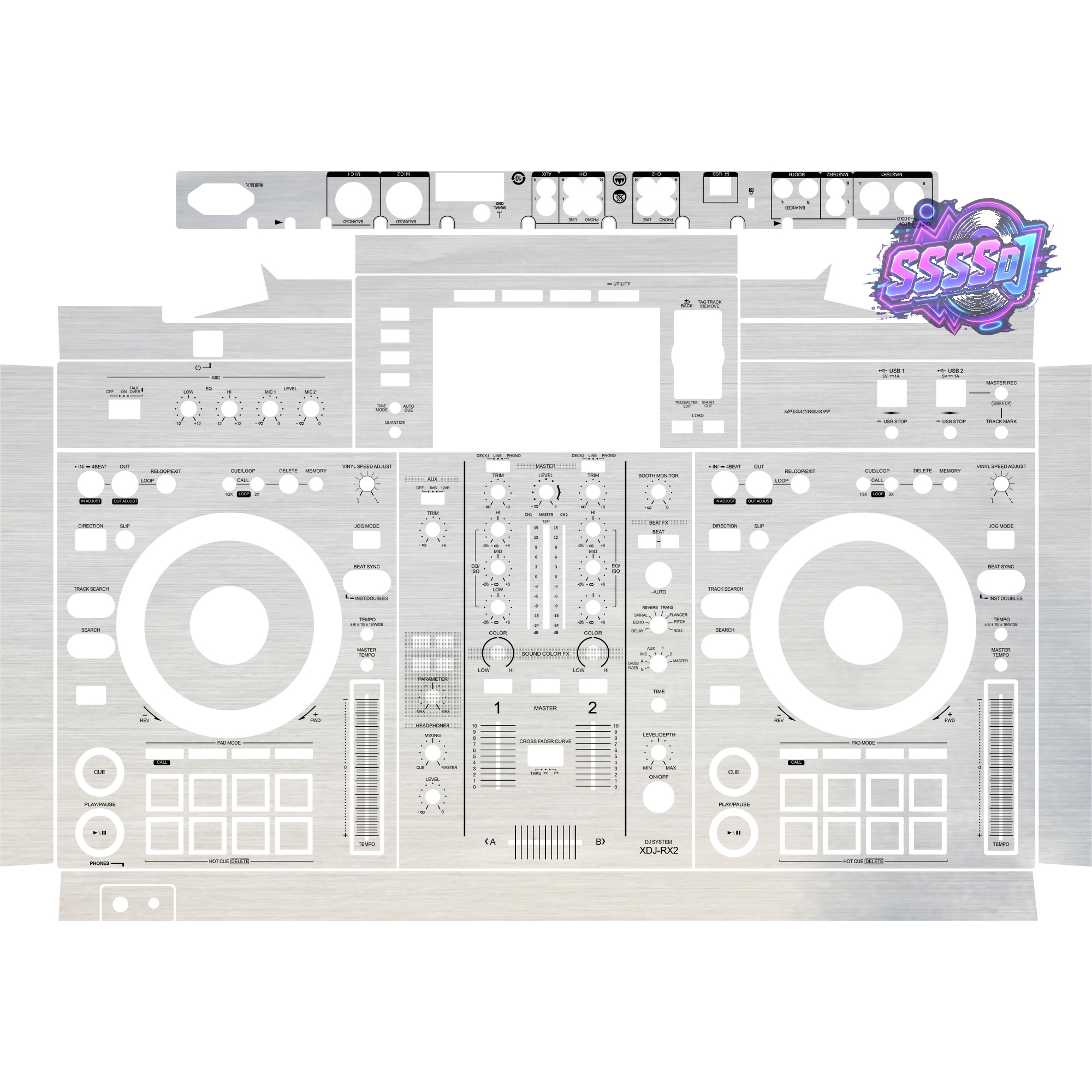 XDJ-RX2 Brushed Silver Gloss Integrated DJ System Skin