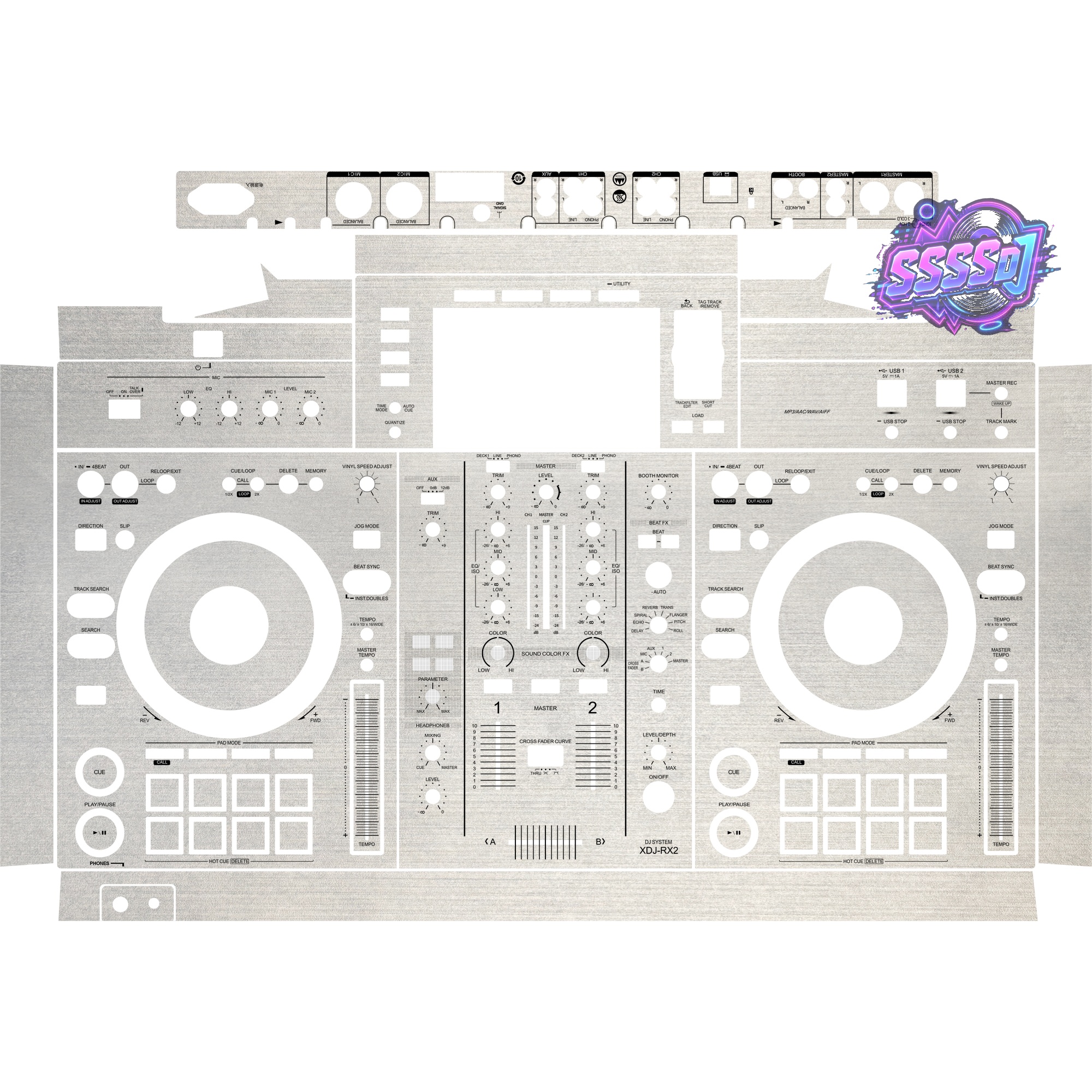 XDJ-RX2 Brushed Silver Matte Integrated DJ System Skin